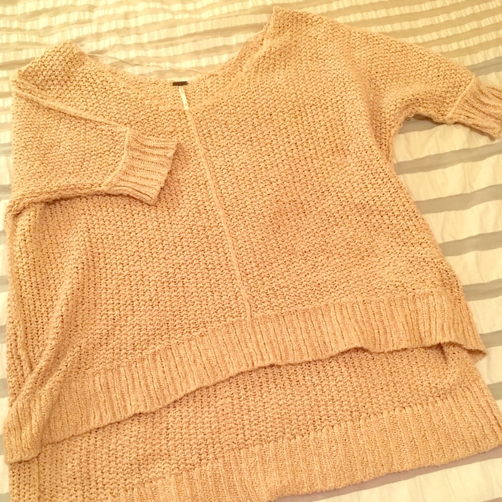 Free People Pink OverSized Cotton Sweater XS Used